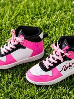 Barbie Pink, White & Black High-Top Sneakers for Kids